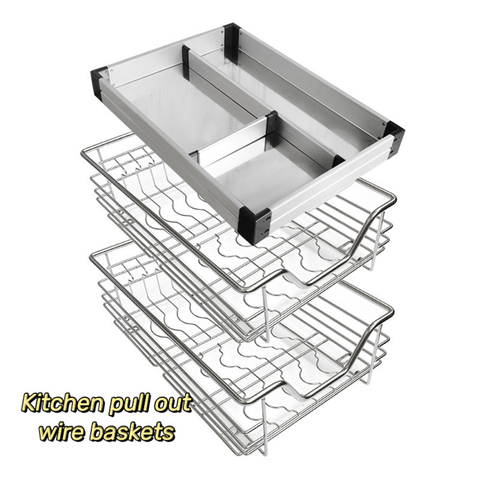 Kitchen pull out wire baskets